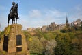 EDINBURGH, SCOTLAND Ã¢â¬â MAY 8, 2016: The Royal Scots Greys Monument at Princes Street Gardens with spring colors